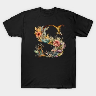Floral Garden Watercolor Monogram Letter S T-Shirt